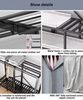Heavy Hitter Portable Wardrobe Closet Rack With Dust Cover And Curtain Doors, showcasing metal frame, cloth rail, and storage baskets.