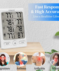 Indoor Outdoor Thermometer With 3 Remote Sensors Wireless Digital Hygrometer And Temperature Humidity Monitor With Large LCD Real Time Readings Max Min History Comfort Indicator 200 Ft Range on shelf