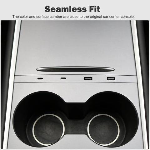 High Speed Car USB Hub Charger for Center Console With Retractable Cables Docked Seamlessly in Model 3/Y Console