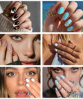 Premium Nail Stamping Plates Set Of Three Featuring Killer French Tip And Geometric Checkerboard Patterns showing various nail designs including geometric patterns.