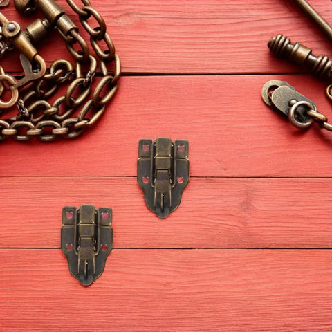 12 Pc Retro Toggle Latch Buckles For Wooden Box Decor Case And Treasure Chest Hardware Mini Jewelry Locking Clasp Fits Crafts Projects, antique brass