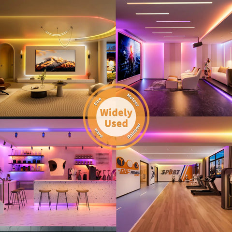 Dotless RGB LED Strip Lights With Smart IC Addressable COB Tape 16.4ft Flexible Chasing Color Changing 24V party room decor