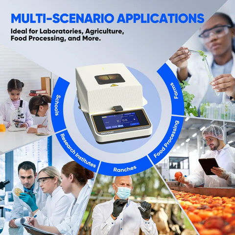 Portable Halogen Moisture Meter With 110g 10mg Precision, Quick Heat And Drying From 40 To 160 C, Super Handy Moisture Tester For Food, Plants, And Building Materials Lab Use in multi-scenario lab, farm, and food processing applications