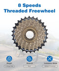 Eight Speed Threaded Freewheel 13-28T Screw On For Mountain Bike And Cruiser Bicycle, 8S Freewheel With Beefy Steel Construction