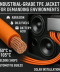 Heavy Duty Two AWG Ultra Flexible Welding Cable 15 Ft Orange Pure Copper Strand Heat Resistant TPE Jacket for demanding environments.