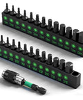 26 Piece Hex Head Allen Wrench Drill Bit Set With One Quarter Inch Hex Shank Quick Change Bit Holder visible in case
