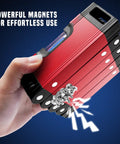 Hand holding Go-To 28 Inch Folding Level Tool With Magnetic Base, Multi Angle Precision Leveler, foldable aluminum alloy