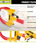Heavy Duty Trailer Wheel Lock Clamp With 9 Adjustable Positions Universal Wheel Security Lock installed on wheel