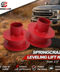 Red 2.5 Inch Front Leveling Lift Kit For Ford F250 F350 Super Duty 4WD Front Suspension Strut Spacers With Shock Mount Extenders