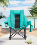 Oversized Rocking Camping Chair With Headrest And Cup Holder 300 Lb Capacity 600D Oxford Fabric Easy Fold Portable Outdoor Rocker