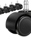 Five 2-inch office chair casters with rubber wheels and metal stems for all floor surfaces