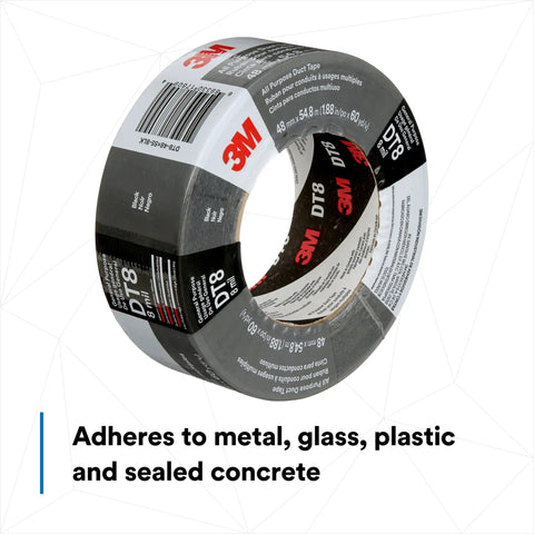 Heavy Duty Black Duct Tape 1.88 Inch By 60 Yard 3 Pack Industrial Strength Tear By Hand Multi Use For Patching Bundling Reinforcing