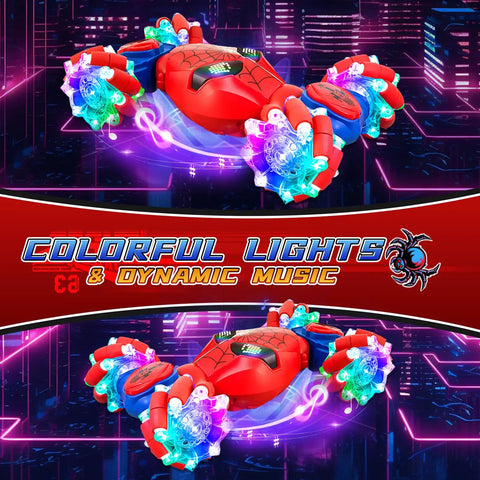 Dope Gesture Sensing Remote Control Stunt Car for Kids Ages 3 to 14 with colorful lights and dynamic music, dual-sided drifter.