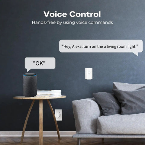 Zigbee Smart Switch Toggle Rocker No Wiring Needed Hub Required Works With Echo Devices With Zigbee Hub Built In Home Assistant Hubitat SmartThings And Homey Easy Installation Snaps On Top Of Existing Toggle Switch For Mechanical Control And Smart voice control setup with Echo speaker