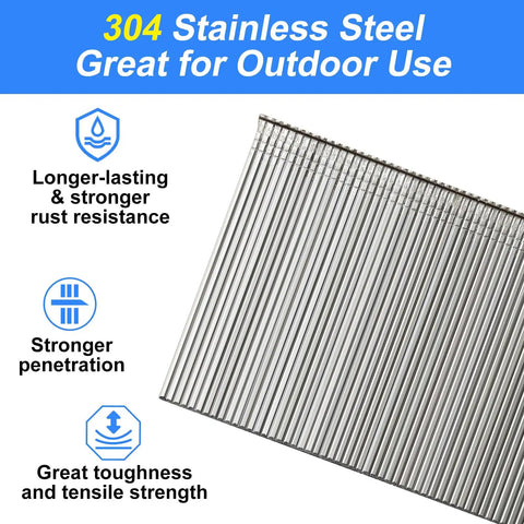 Hardcore 304 Stainless Steel 16 Gauge 2 Inch Straight Finish Nails Serving Legit Salt Water And Acid Resistance Heavy Duty Build Quality With A Dope 1800 Count Box Secured For Your Next Big Gig displayed in a pack.