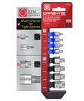 8-piece XZN Triple Square Stubby Low Profile Bit Socket Set on packaging, 4-16 mm sizes, S2 Steel, for tight spaces