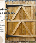 Two Pack Oversized 26 And A Quarter Inch Heavy Duty Black T Shaped Door Hinges With Screws Rustic Flush Mount For Sheds Barns Garden Gates And Garage Doors mounted on wooden garden gate