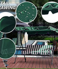 Porch Swing Canopy Replacement Waterproof UV Resistant 300D Heavy Duty Rip Proof Garden Hammock Top Cover 74x45 Green
