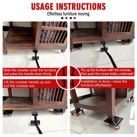 Usage instructions for Heavy Duty Furniture Dollies Set With 360 Degree Swivel Casters And Smooth Rolling Wheels.