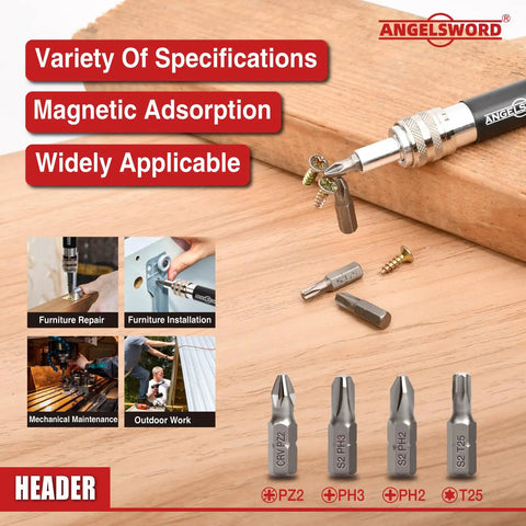 Pro Grade Premium Countersink Drill Bit Set With Flip Drive For Wood 6 8 10 Sizes, Complete 4 Pack, displayed on wood surface.