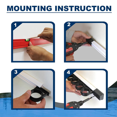 Mounting instructions for Holds Up To Six Fishing Rods And Reels In A Sturdy Wall Mount Rod Holder For Garage Organization.