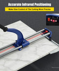 Built Like A Tank 31 Inch Manual Tile Cutter For Porcelain And Ceramic Floor Tiles With Tungsten Alloy Wheel showing infrared positioning.