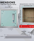 Pro Grade 24X36 Metal Wall Access Panel For Drywall Paintable Aluminum Hatch dimensions layout with opening depth specifications.
