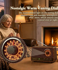 Vintage Wooden AM FM Bluetooth Radio Speaker With 10 Watts Power And Retro Dial With Soft Glow Bass in cozy living room scene