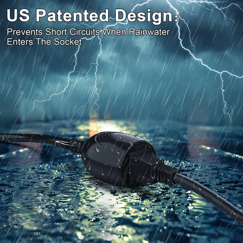 Badass Weather Protection On This Six Foot Waterproof Outdoor Extension Cord Makes Rain Or Snow Just Background Noise While The Heavy Duty Fire Rated Three Prong Cable Powers Your Gear Safely Anywhere You Go.