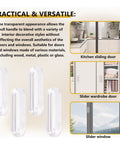 Four Clear PU Self Adhesive Recessed Finger Pulls 7.5x2.5 Cm Oval Sliding Door Handles for kitchen, wardrobe, and window use.