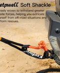 Beefy Heavy Duty Soft Shackle With UHMWPE Tow Connector for SUV off road recovery attached to vehicle bumper