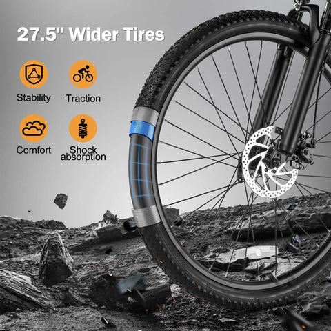 Beast Power 1200W Peak Electric Mountain Bike With 27 Point Five Inch Wheels 21 Speed Removable 48V Battery Front Fork Suspension