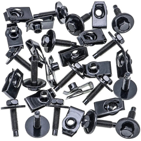 15 Sets M6 One Point Zero Extruded U Nuts and Hex Head SEMS Bolts Kit for car bumper and engine repair