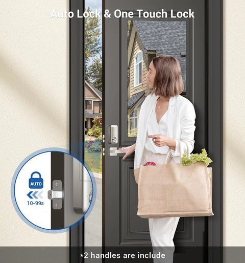Smooth Keyless Entry Into The House Daily Without Breaking A Sweat Thanks To This Biometric Fingerprint Deadbolt Lock Featuring A Robust Nickel Handle Set For Lightning Fast Pin Code Access And Zero Headaches Down The Road