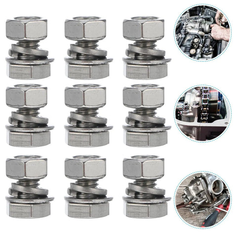 40 Piece M6x10 Stainless Steel Hex Bolts And Nuts Set Fully Threaded Flat Head Screws Kit For Machines And Industrial Projects