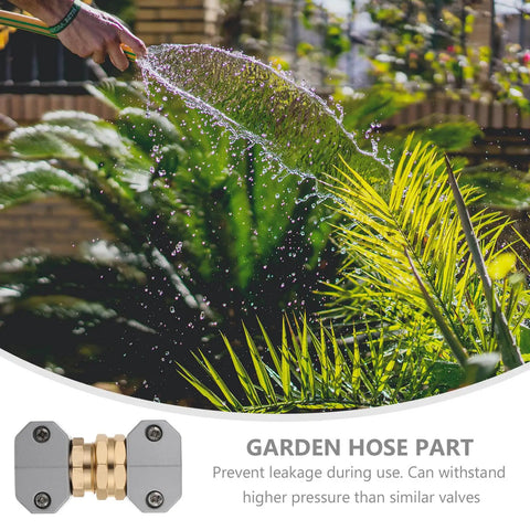 Heavy Duty Garden Hose Repair Kit With Male Female Quick Disconnect Fittings For Easy Leak Free Hose Adaptors Perfect For Irrigation And Car Wash Projects Anytime, gray metal hose connector in use