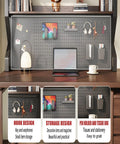 2-Tier Open Desk Organizer With DIY Pegboard, Space Saving Desktop Storage Rack For Home, Office, And Dorm, showing pegboard use