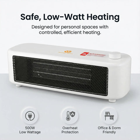 Graphene Far Infrared Mini Desk Heater For Personal Office Use Providing Instant Cozy Warmth Low Noise Under Desk Safe Touch