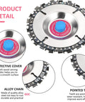 Badass 3 Piece Wood Carving Chain Disc Set Engineered For 4 And 4 1 2 Inch Angle Grinders showing 22-tooth stainless steel disc for fast wood carving.