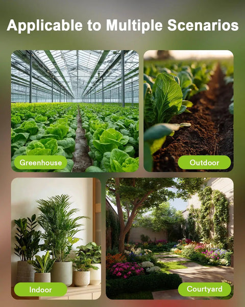 Greenhouse, outdoor garden, indoor plants, and courtyard suited for 2-In-1 Wireless Soil Meter With WiFi And Bluetooth application.
