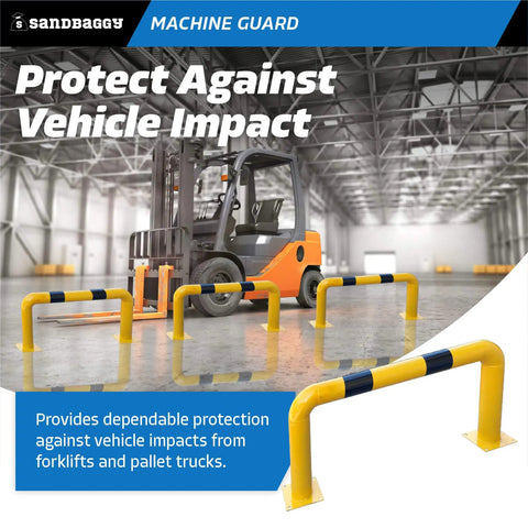 High Profile Machine Safety Guard 24 Inch High By 48 Inch Long, Fixed Industrial Barrier For Vehicle Impact Protection