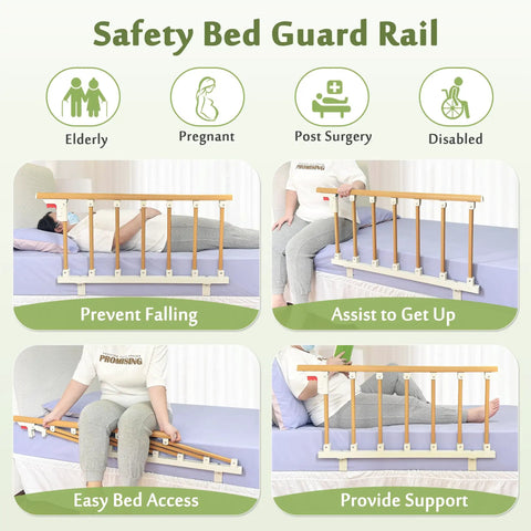 Bed Rail For Seniors And Elderly Safety - Under Mattress Bar, Foldable Bed Assist Handle in use for fall prevention and support.