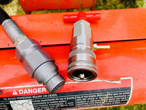 Half Inch ISO 16028 Flat Face Skid Steer Male Hydraulic Quick Coupler Pressure Decompression Relief Release Tool on equipment