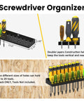 Wall Mounted Tool Rack Set 4 Pack Handy Screwdriver Organizer shown with empty rack and tools, for garage workshop storage.