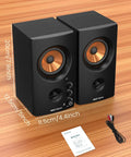 Active Bookshelf Speakers, 50W Bluetooth Home Studio Monitors With 3 Inch Woofer And 1 Inch Silk Dome Tweeter, RCA Inputs shown on wood surface