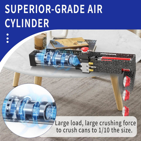Beast Mode Pneumatic Can Crusher For 12oz To 16oz Cans, Wall Mounted Aluminum Smasher with Superior-Grade Air Cylinder
