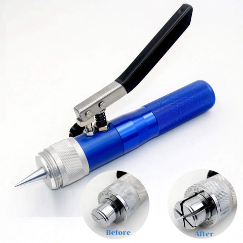 Hydraulic Copper Tube Expander Kit With Seven Interchangeable Heads For Three Eighths To Eleven Eighths Inch Tubing, blue handle