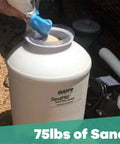 Close-up of SandPRO 75D Series 0.75HP Replacement Pool Sand Filter Unit For Intex and Bestway Above Ground Pools during sand filling