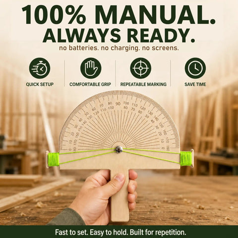 Premium Birch Wood Angle Finder Protractor With String Alignment for rapid zero to one eighty degree readings in manual layout work.