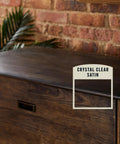 Water Based Crystal Clear Ultimate Polyurethane For Interior Wood Protection With Fast Dry Time And No Fuss Cleanup on dark wood